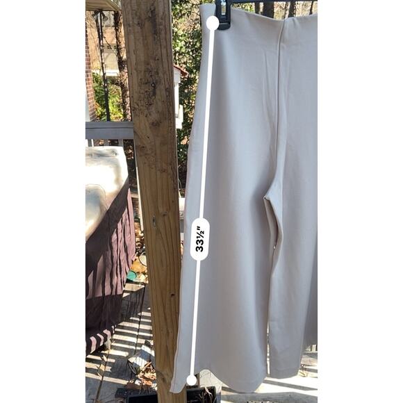 Quince Women’s LARGE Ecru Ultra-Stretch Ponte Super Wide Leg Ankle Pants - Picture 13 of 13